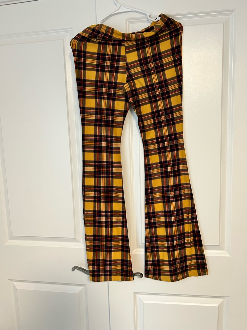 Kids Yellow Plaid Flare Pants - Brand Unspecified